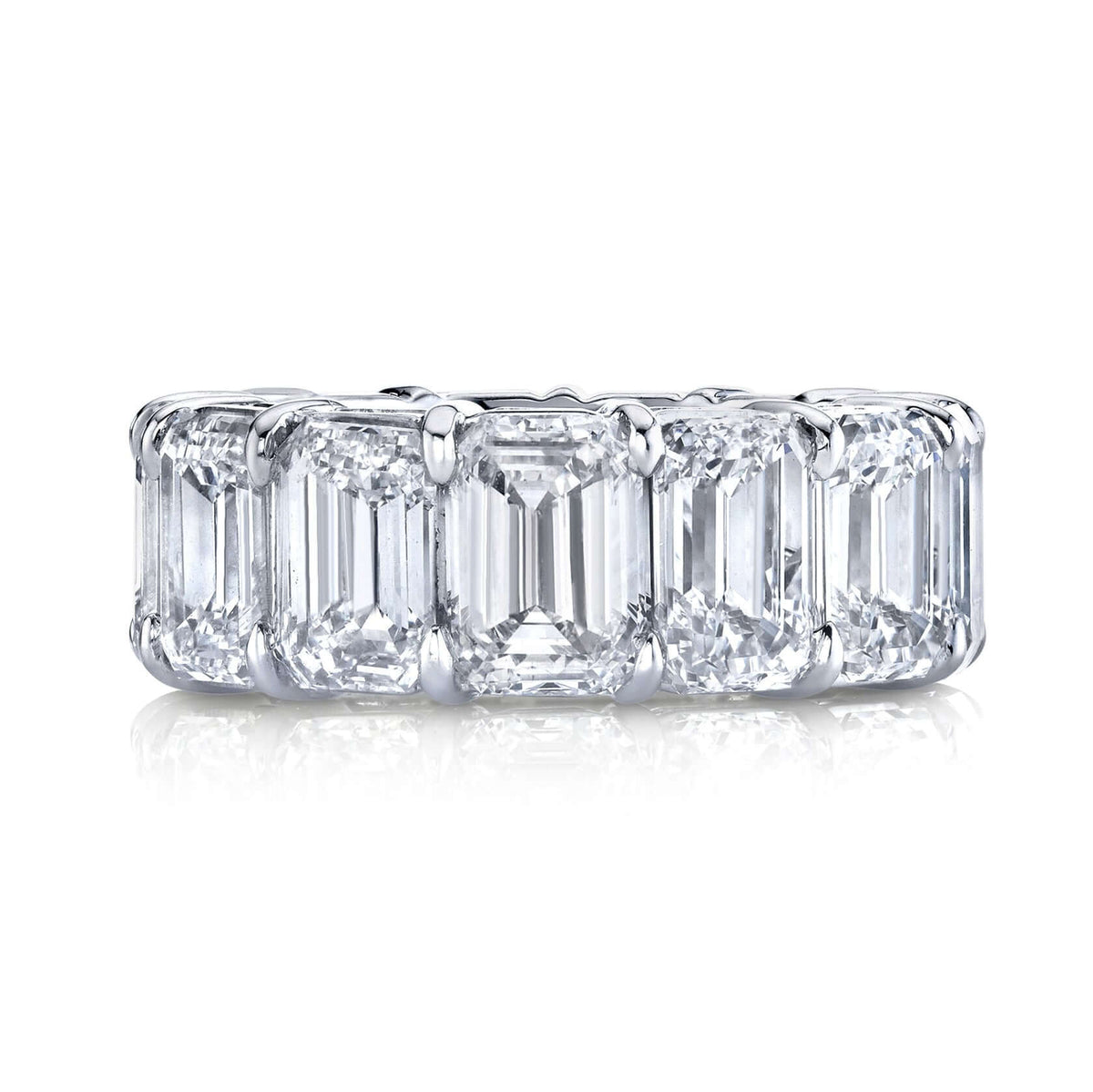AGI Certified 26 CTW Emerald Cut Lab Grown Diamond Eternity Band 14kt Gold