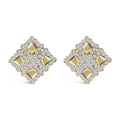 18K Yellow Gold Diamond 5 1/5 Cttw Geometric Cluster Stud Earrings
