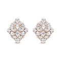 18K Rose Gold 8 1/3 Cttw Pear and Round Diamond Floral Cluster Omega Earrings (F-G Color, VS1-VS2 Clarity)