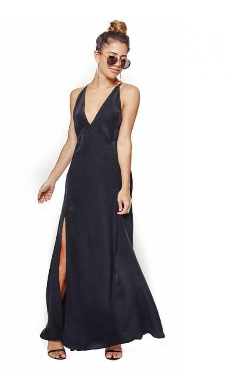 Pacino Gown - Black - Long Black Silk Dress